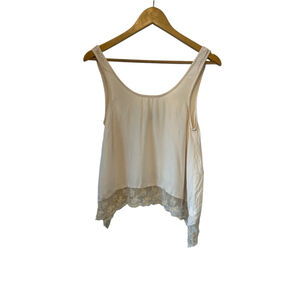American Eagle Ivory Lace Hem Tank Top XS Flowy Boho Sleeveless Blouse